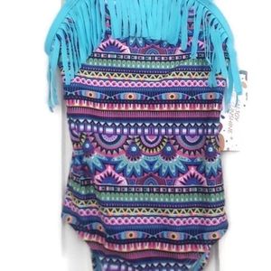 Little Girl's Size 4 Swimsuit Multicolor Aztec Print One Piece Bathing Suit